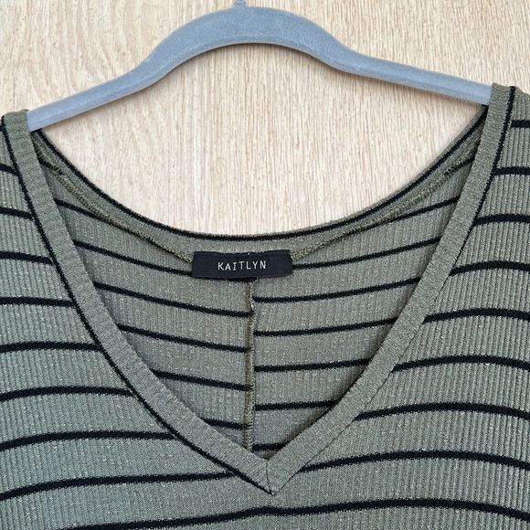 Kaitlyn Olive Girl Pull Over Striped Dress - Picture 3 of 4